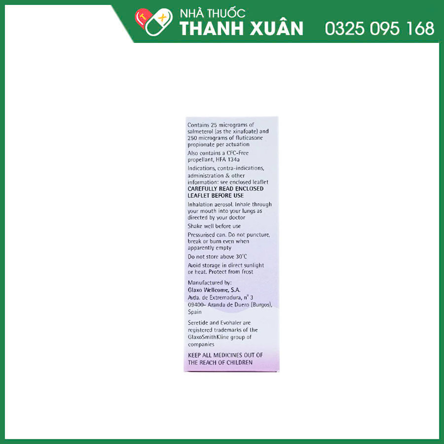 Seretide Evohaler DC 25/250 thuốc điều trị hen và bệnh phổi tắc nghẽn mạn tính (COPD)